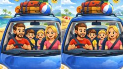 Spot 3 Differences in the Family Vacation Image in 8 Seconds